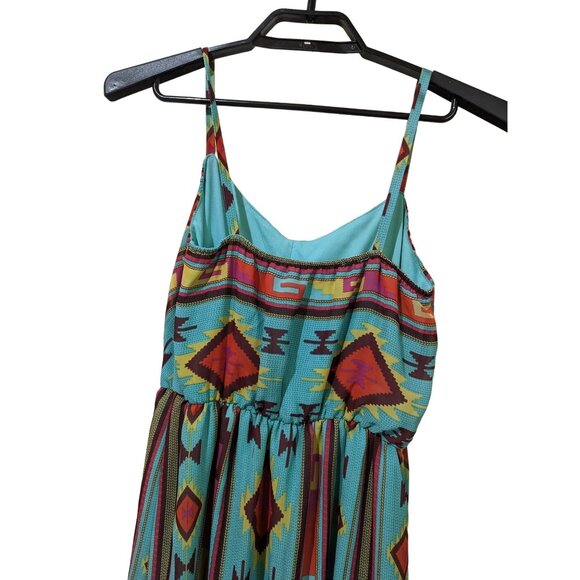 Sapphire Dollz Womens Aztec Print Spaghetti Strap Maxi Dress Blue Multicolor Bol - Picture 4 of 10